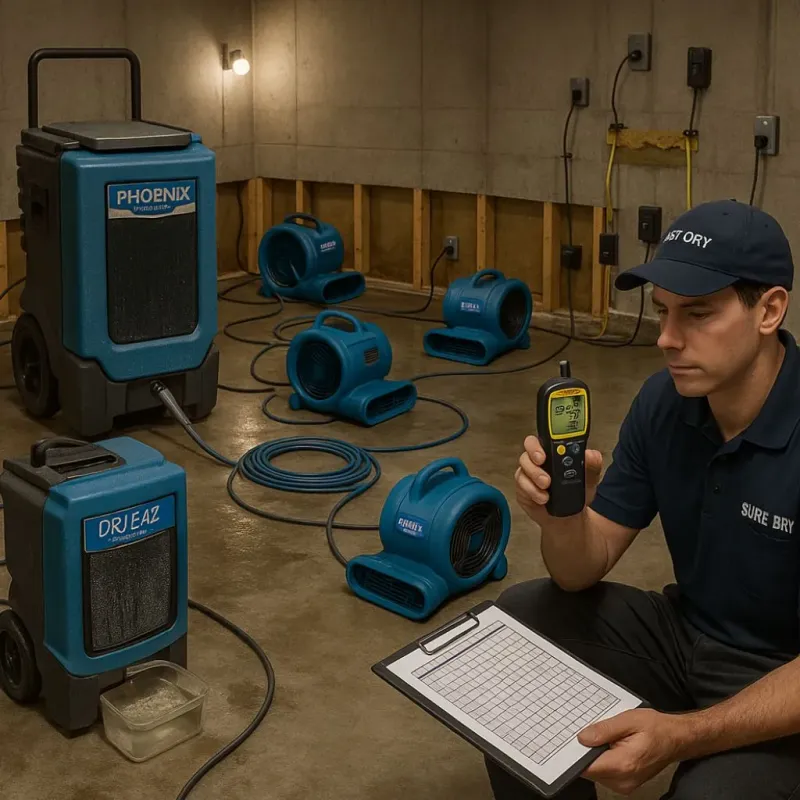 Structural Drying and Dehumidification process in Berwick, LA